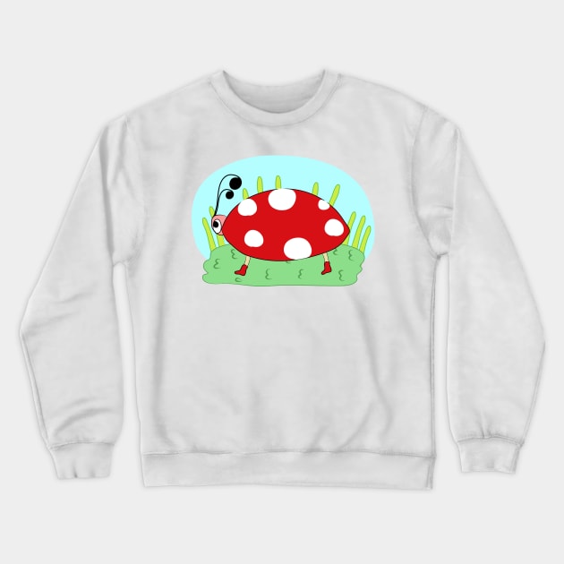 Ladybug. Children's drawing. Insect in the grass. Interesting design, modern, interesting drawing. Hobby and interest. Concept and idea. Crewneck Sweatshirt by grafinya